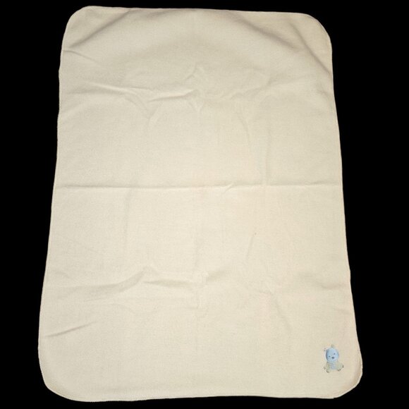 VTG Y2K Carters Light Yellow Fleece Baby Blanket Blue Green Bear Dog Animal - Picture 4 of 8